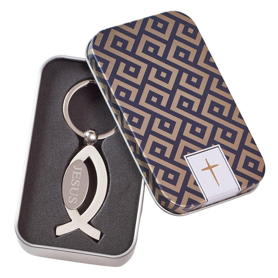 Jesus Fish Keyring in Tin - Pura Vida Books