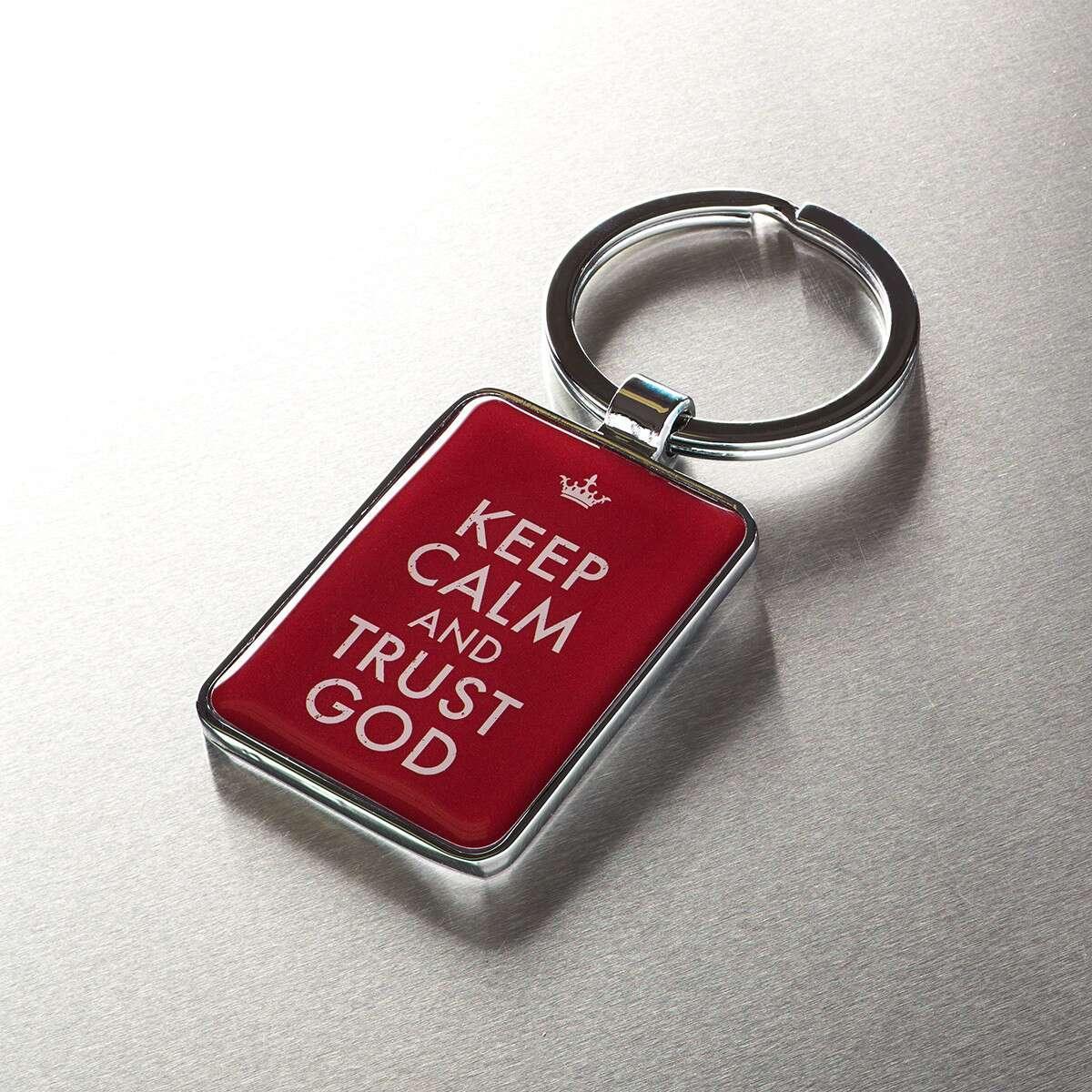 Keep Calm and Trust God Metal Keyring - Pura Vida Books