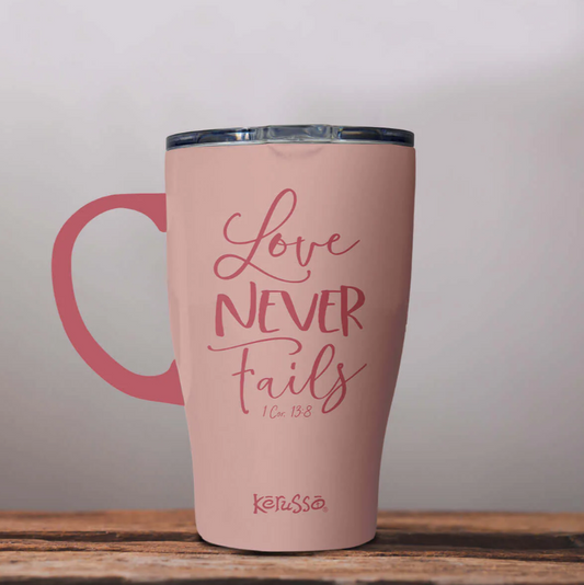 Kerusso 15 oz Stainless Steel Mug With Handle Love Never Fails