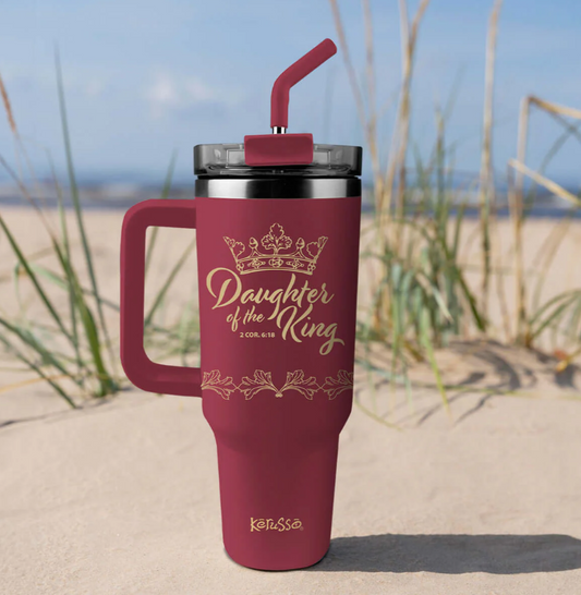 Kerusso 40 oz Stainless Steel Mug With Straw Daughter