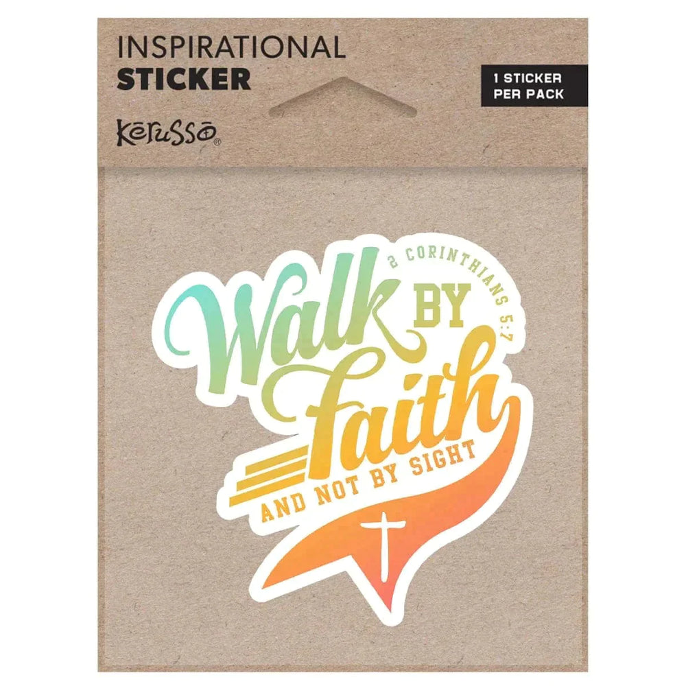 Kerusso Walk by Faith Script Sticker - Pura Vida Books