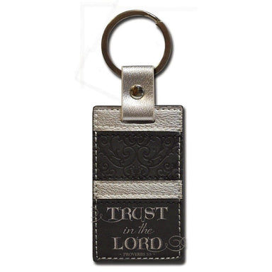 KEYCHAIN BLACK AND SILVER TRUST IN THE LORD - Pura Vida Books