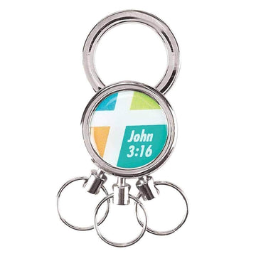 Keyring Full John 3:16 Nickel Plate - Pura Vida Books