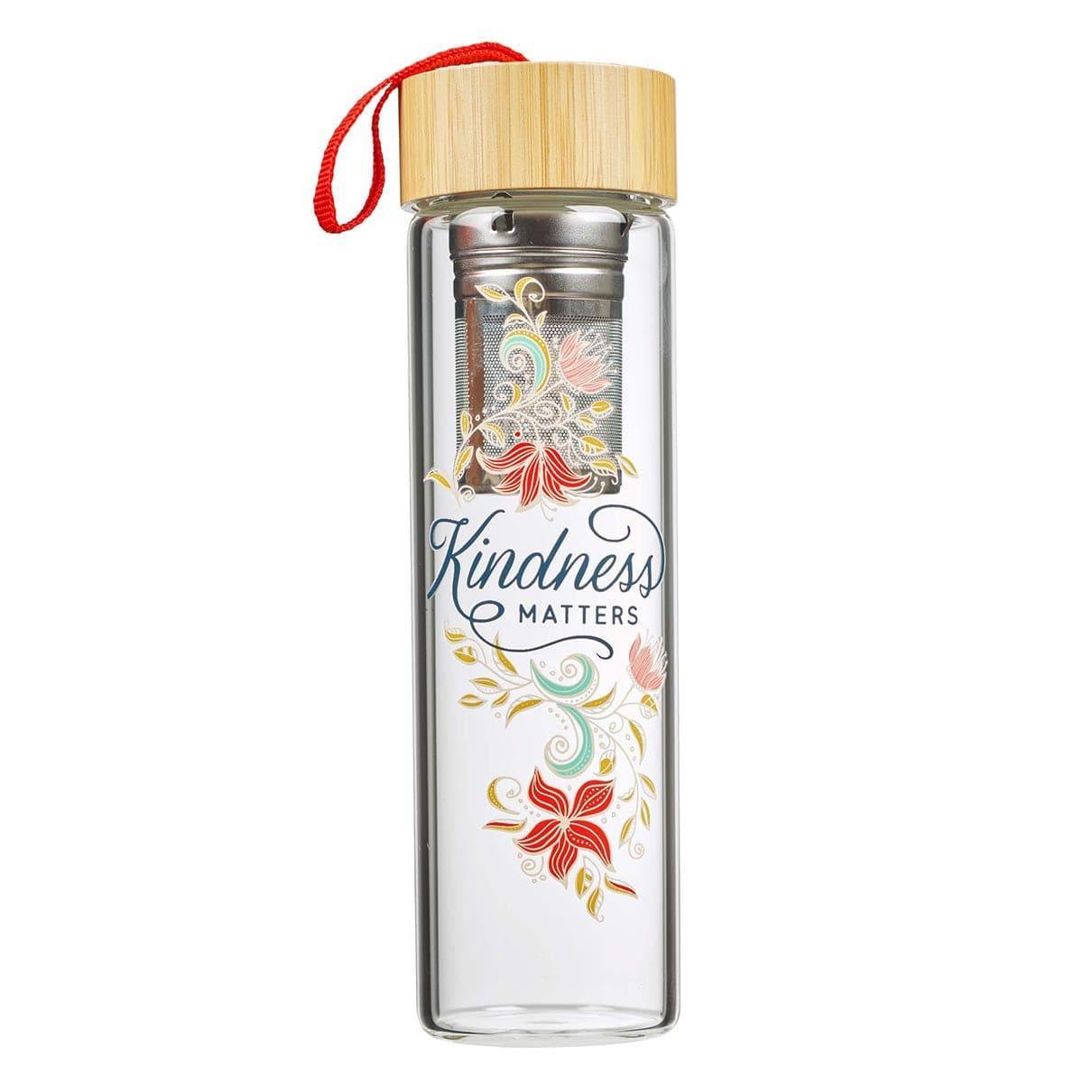 Kindness Matters Glass Infuser Water Bottle - Pura Vida Books