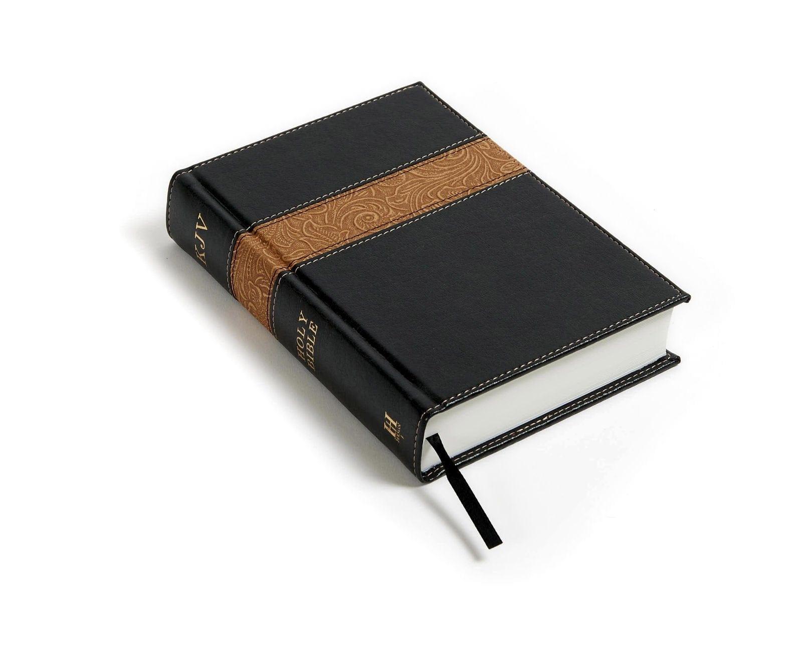 KJV Reader's Bible, Black/Brown Tooled LeatherTouch - Pura Vida Books