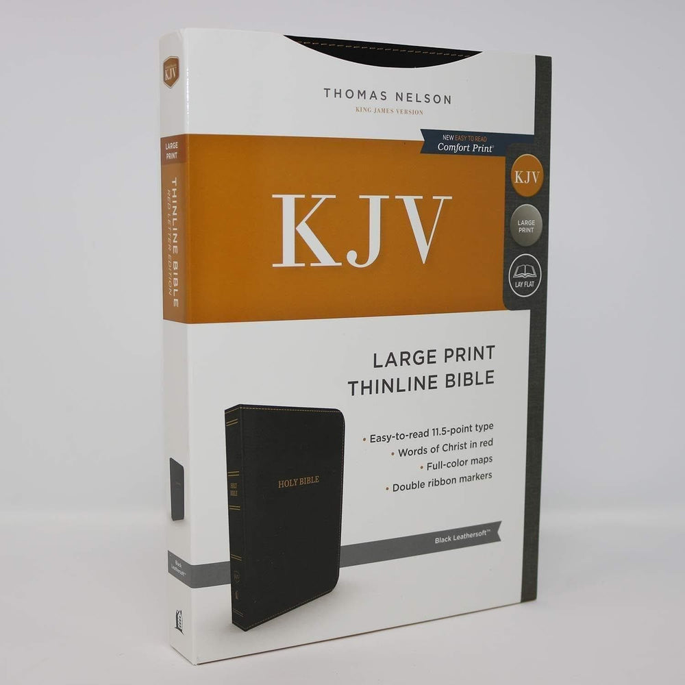 KJV, Thinline Bible, Large Print, Leathersoft, Black, Red Letter Edition, Comfort Print, King James Version - Pura Vida Books