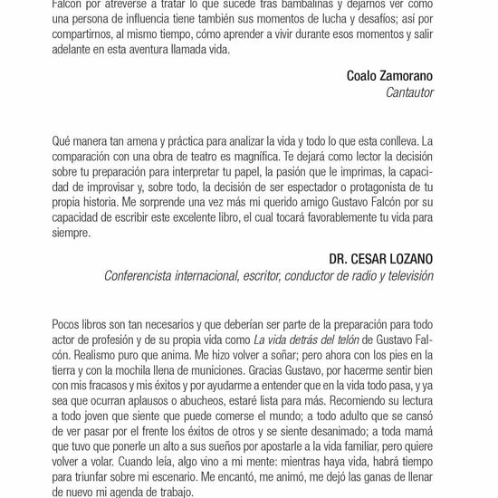 La Vida Detras Del Telón - Gustavo Falcón - Pura Vida Books