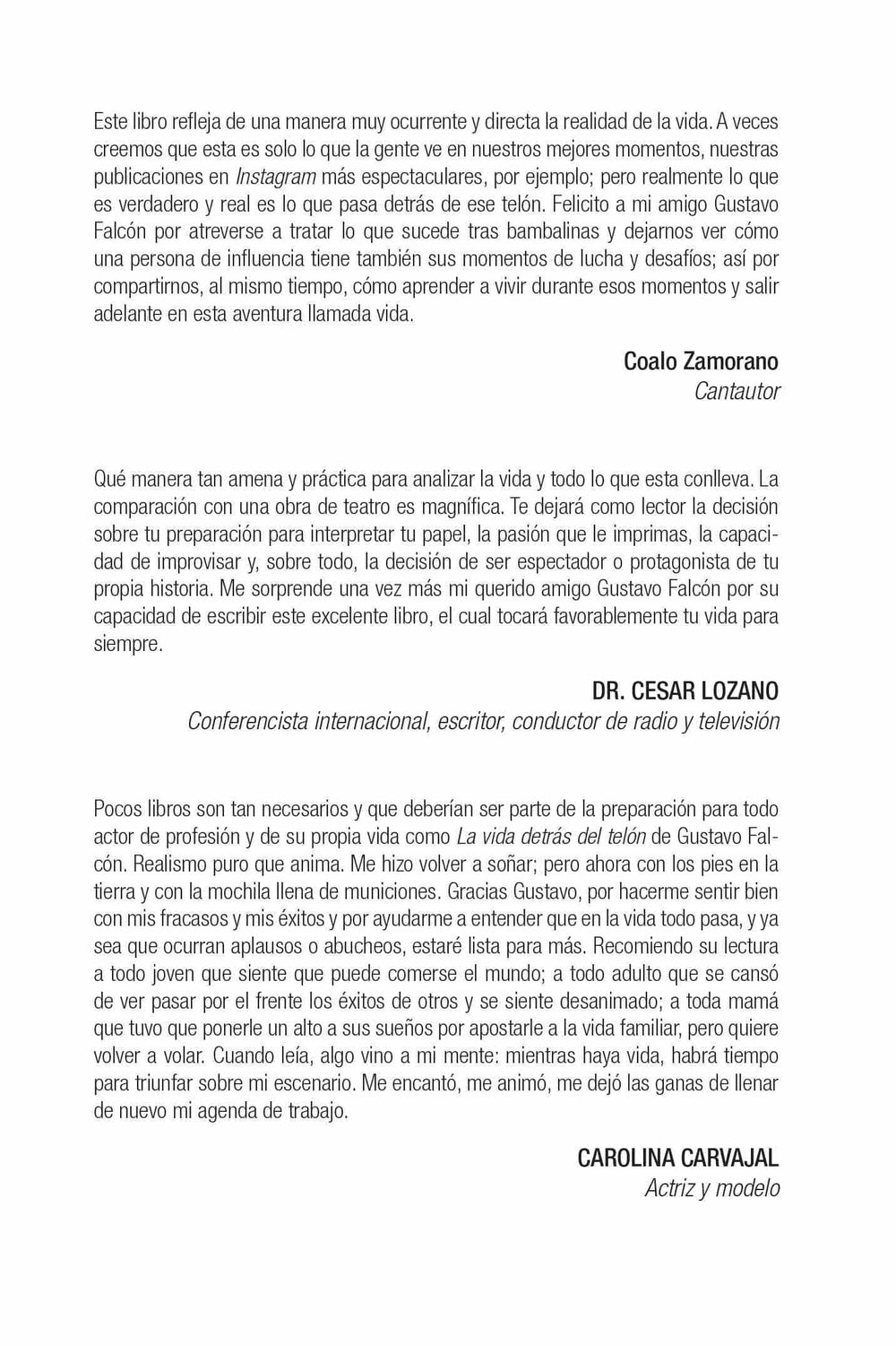 La Vida Detras Del Telón - Gustavo Falcón - Pura Vida Books
