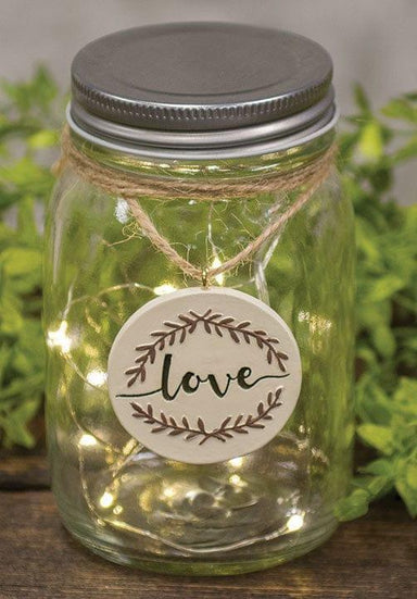 LED Mason Jar With "Love" Ceramic Tag - Pura Vida Books