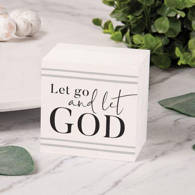 Let Go And Let God Cube Wood Block Décor - Pura Vida Books