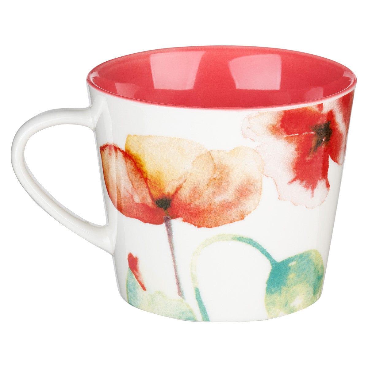 Life Is Beautiful Coral Poppies Ceramic Coffee Mug - Pura Vida Books