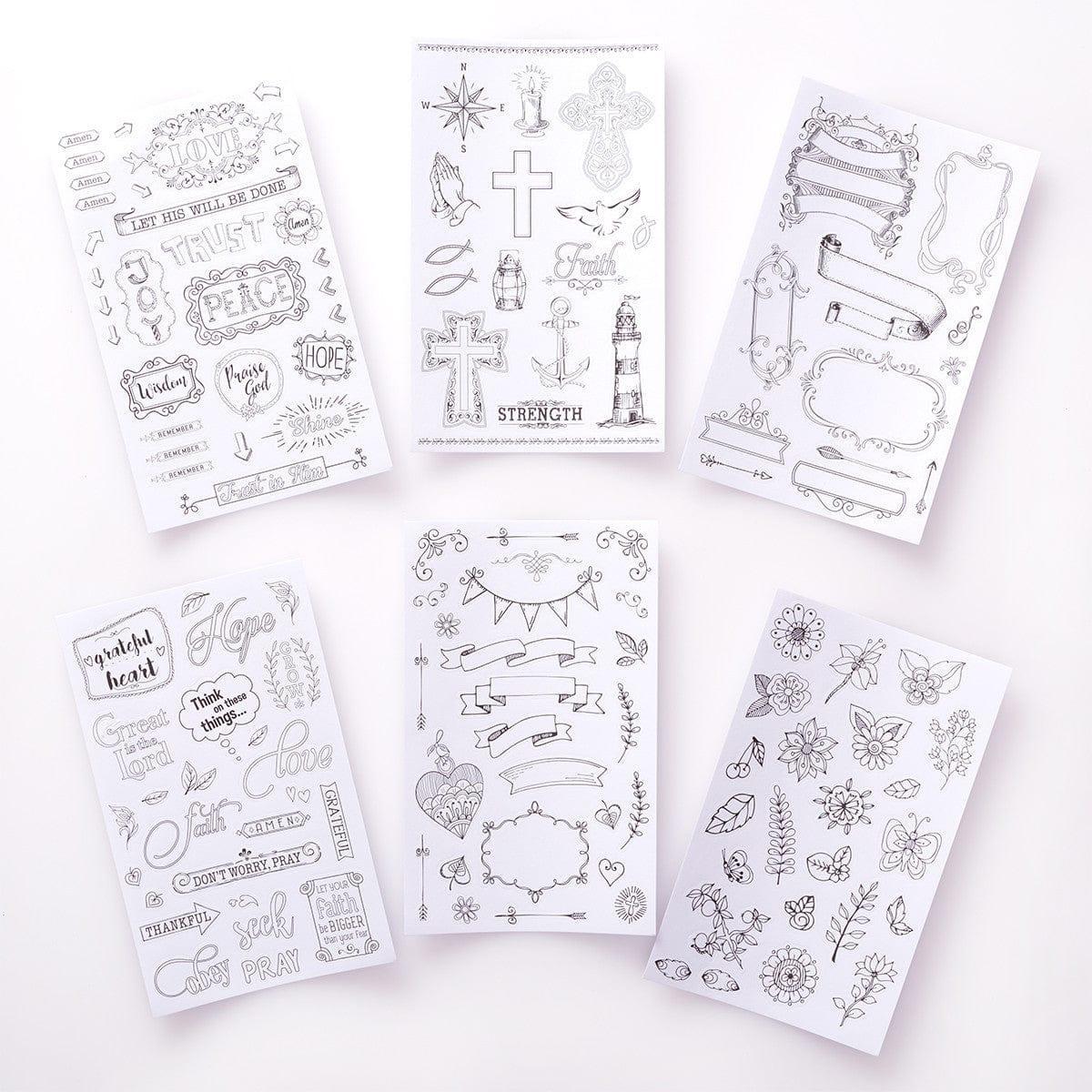 Line-art Coloring Stickers for Bible Journaling - Pura Vida Books