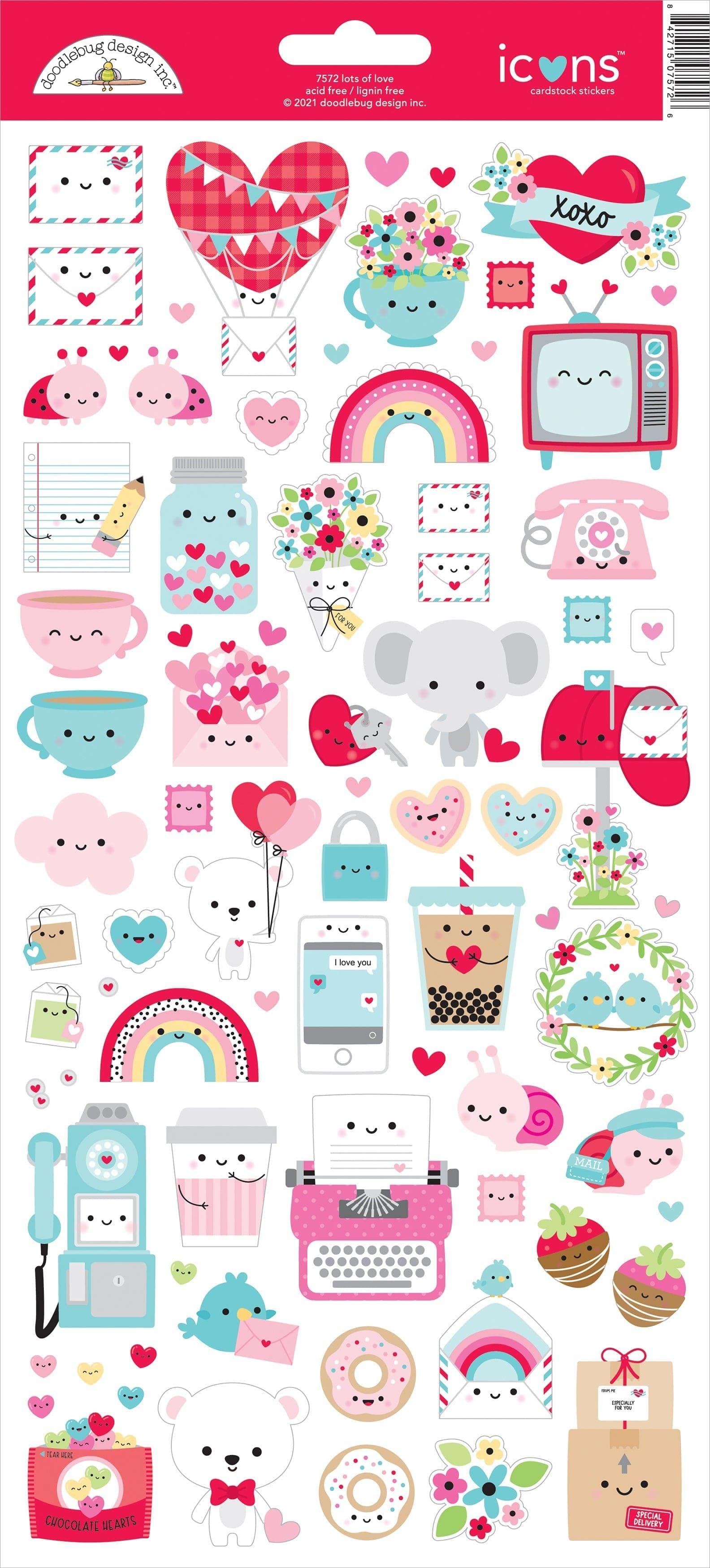 Lots of Love Icons - Cardstock Stickers - Pura Vida Books