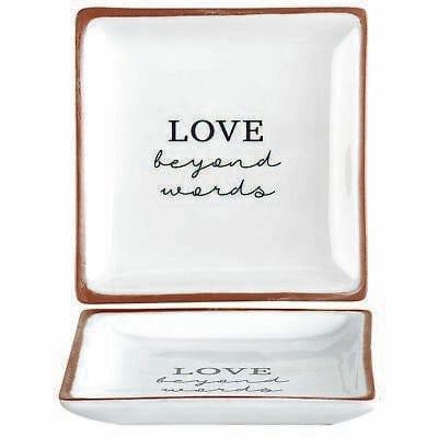 Love Beyond Words Chocolate Brown 4x4 Terra Cotta Tabletop Mini Trinket Tray - Pura Vida Books