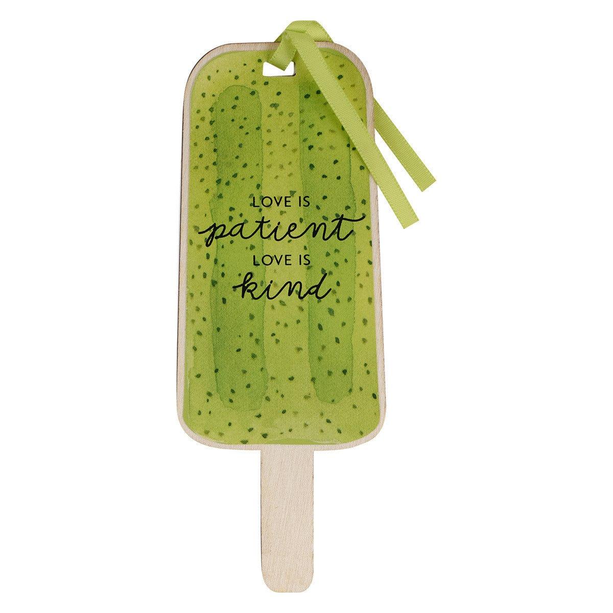 Love is Patient Lime Green Popsicle Wood Bookmark - 1 Corinthians 13:4 - Pura Vida Books