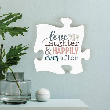 Love Laughter And Happily Ever After Mini Puzzle Piece Décor - Pura Vida Books