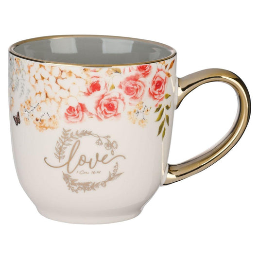 Love Red and Orange Floral Ceramic Mug - Pura Vida Books