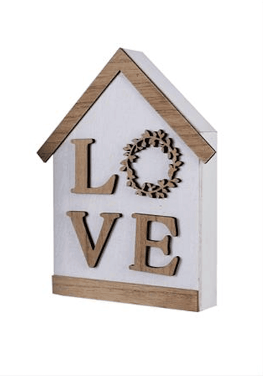 Love - Wood Woodland House Shaped Tabletop/Wall Box Signs - Pura Vida Books
