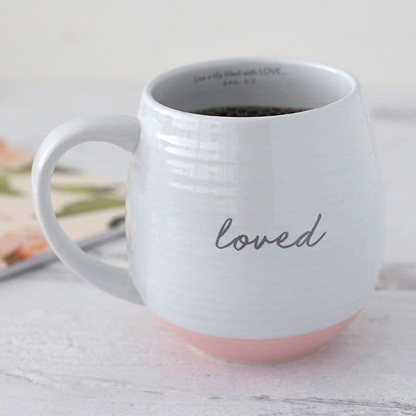 Loved, Ephesians 5:2, Ceramic Mug, Textured White - Pura Vida Books