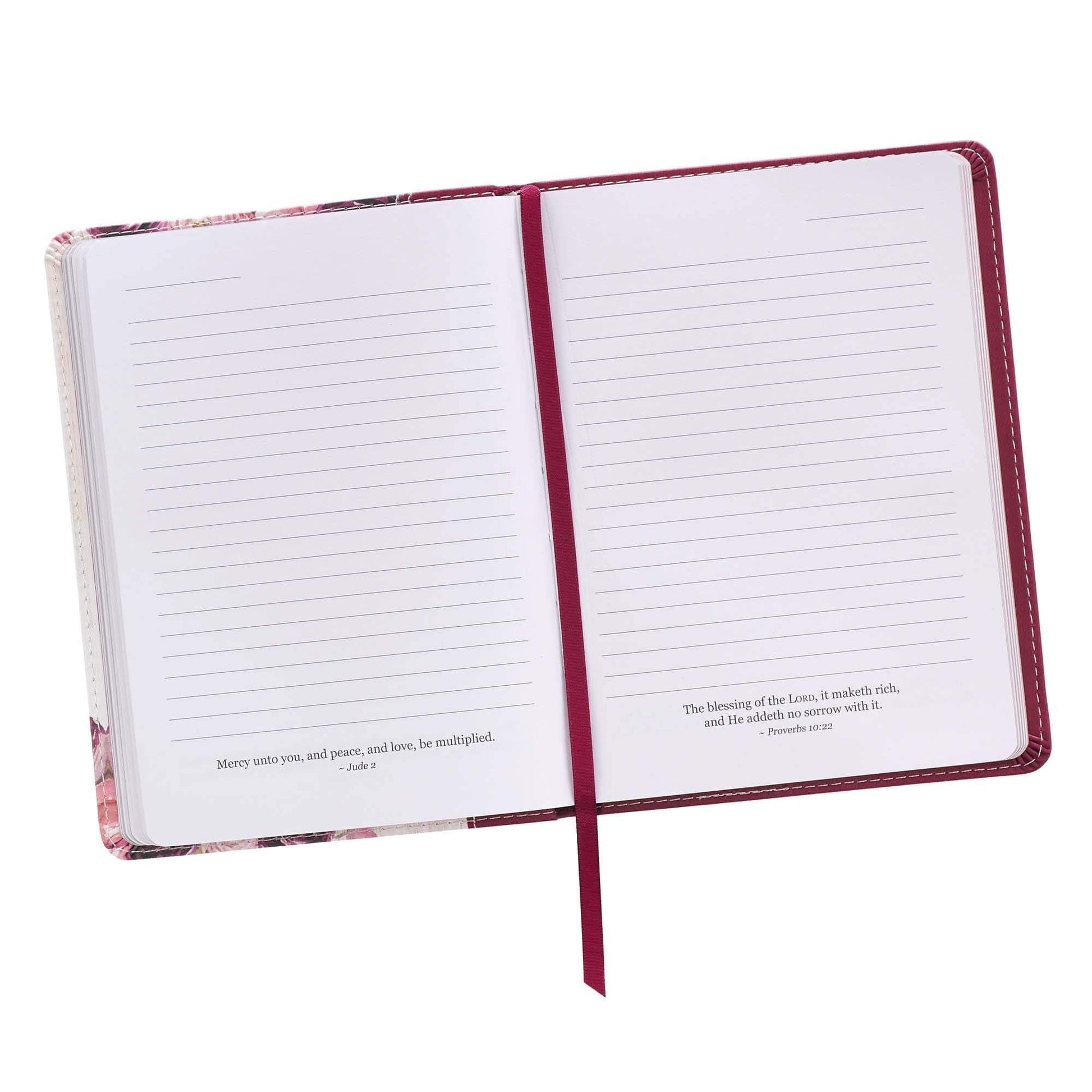 Magenta/Plum Floral Faux Leather Journal His Grace Is Enough 2 Corinthians 12:9 Bible Verse - Pura Vida Books