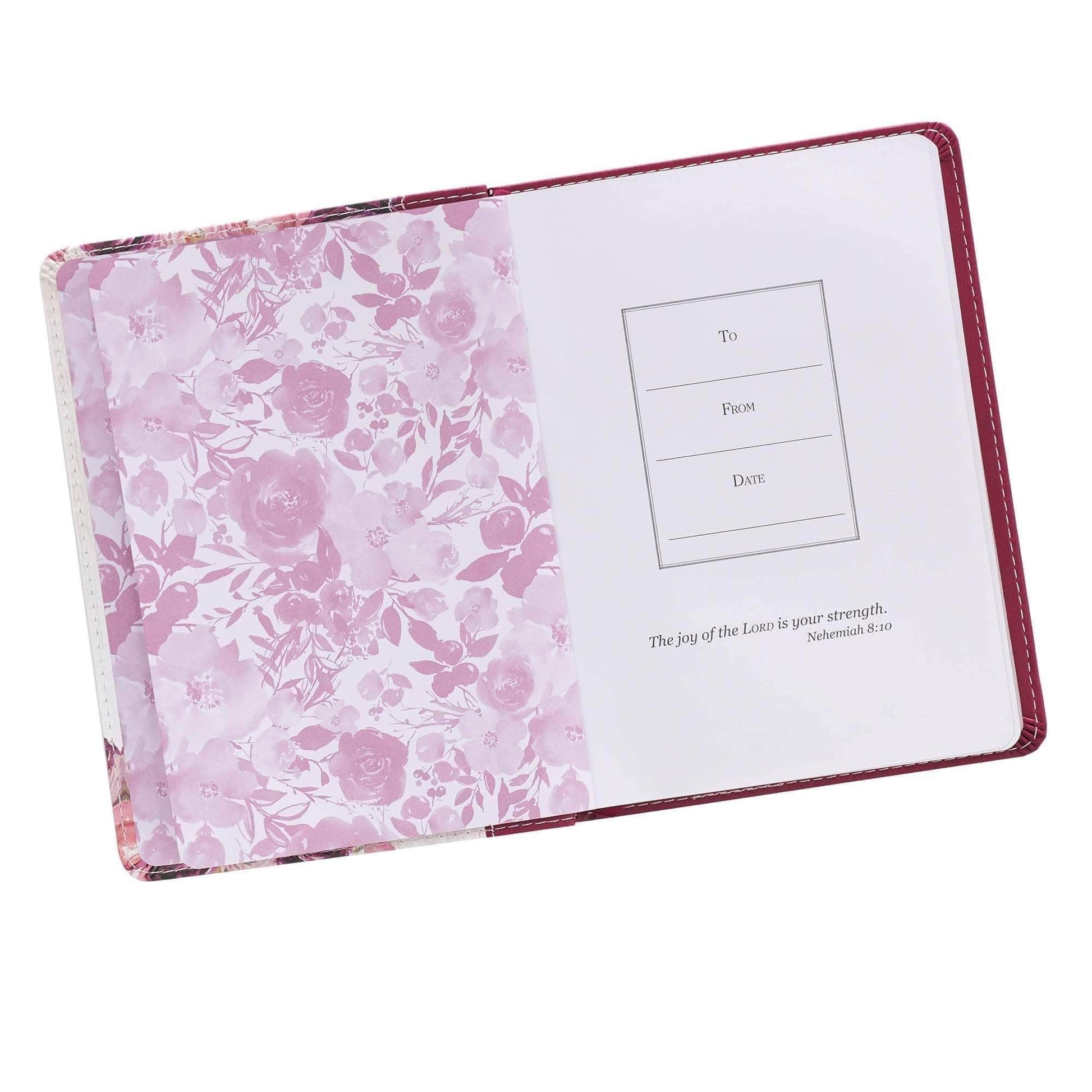 Magenta/Plum Floral Faux Leather Journal His Grace Is Enough 2 Corinthians 12:9 Bible Verse - Pura Vida Books