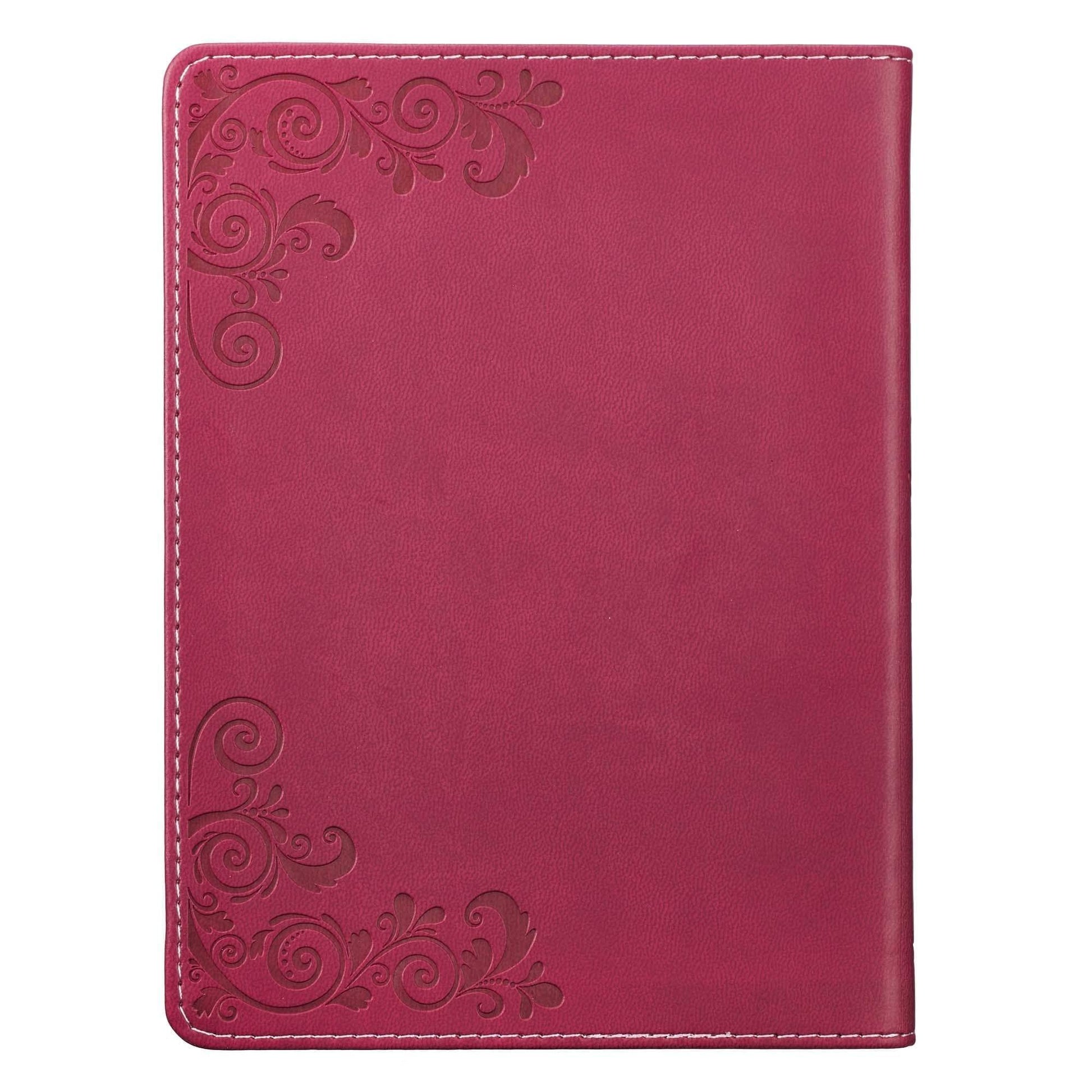 Magenta/Plum Floral Faux Leather Journal His Grace Is Enough 2 Corinthians 12:9 Bible Verse - Pura Vida Books