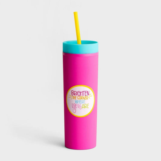 Maghon Taylor - Brighten the Corner Where You Are - Straw Tumbler - Pura Vida Books