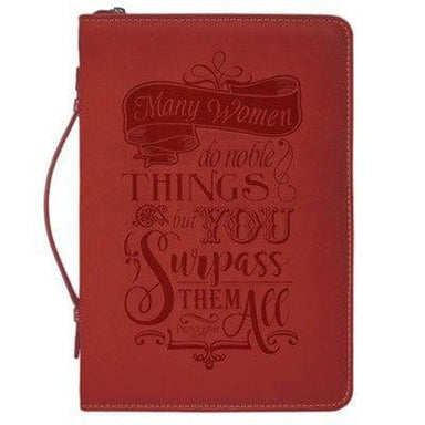 Many Women Do Noble Things, Proverbs 31, Bible Cover, Red - Pura Vida Books