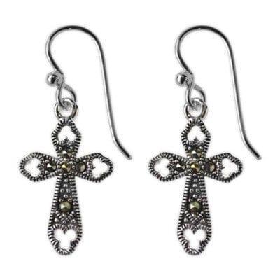 Marcasite Cross Earrings - Pura Vida Books