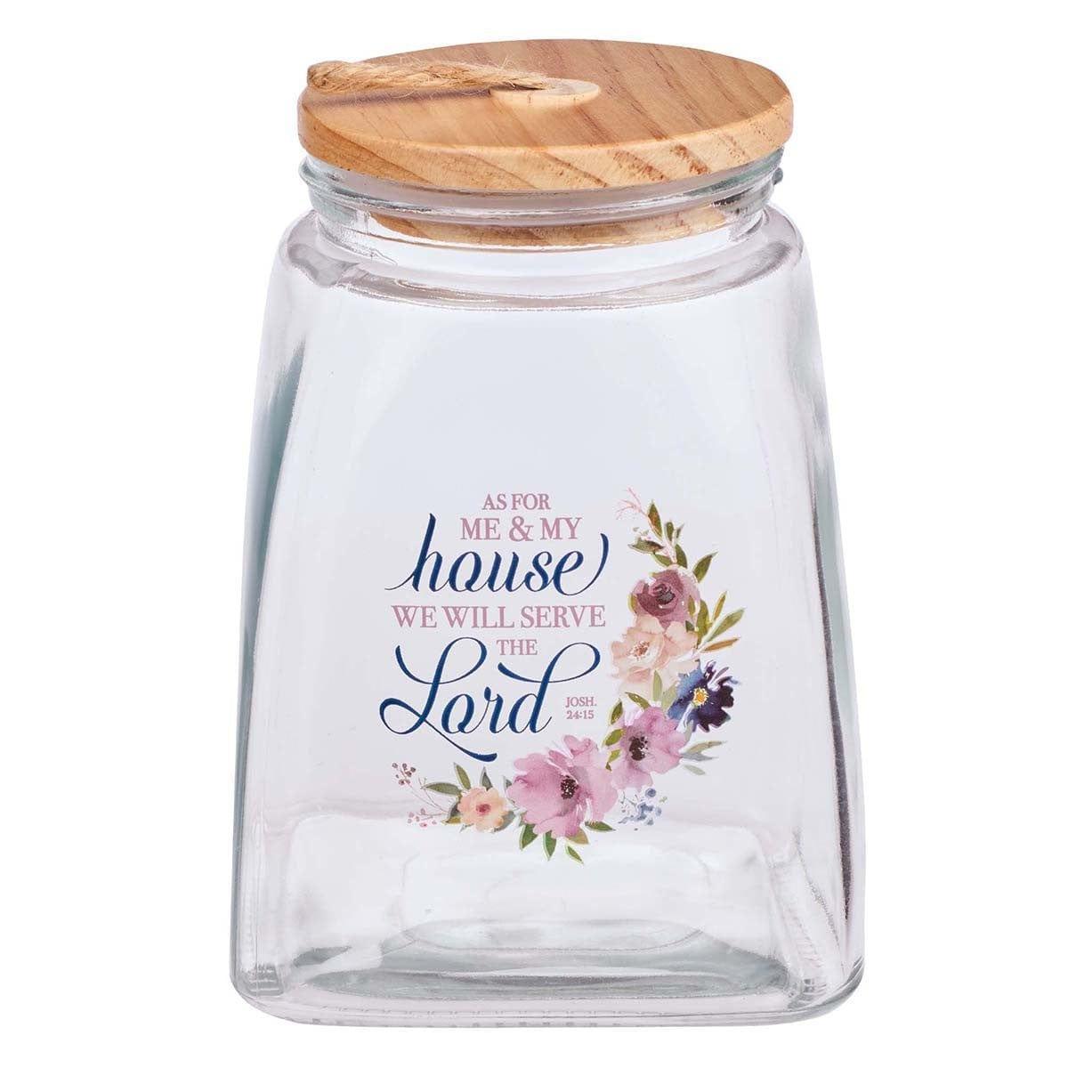 Me and My House Purple Floral Glass Gratitude Jar with Cards - Joshua 24:5 - Pura Vida Books