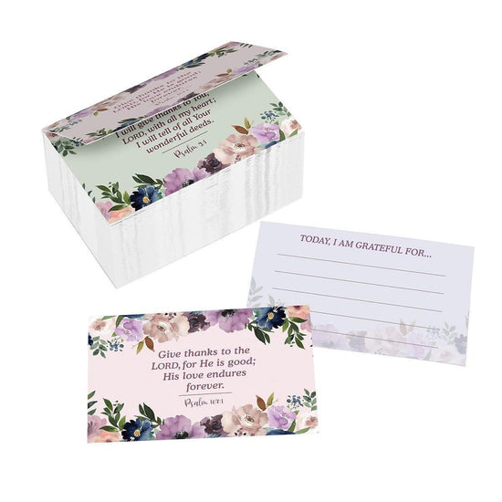 Me and My House Purple Floral Glass Gratitude Jar with Cards - Joshua 24:5 - Pura Vida Books