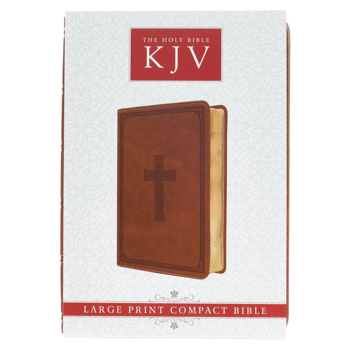 Medium Brown Faux Leather Large Print Compact King James Version Bible - Pura Vida Books