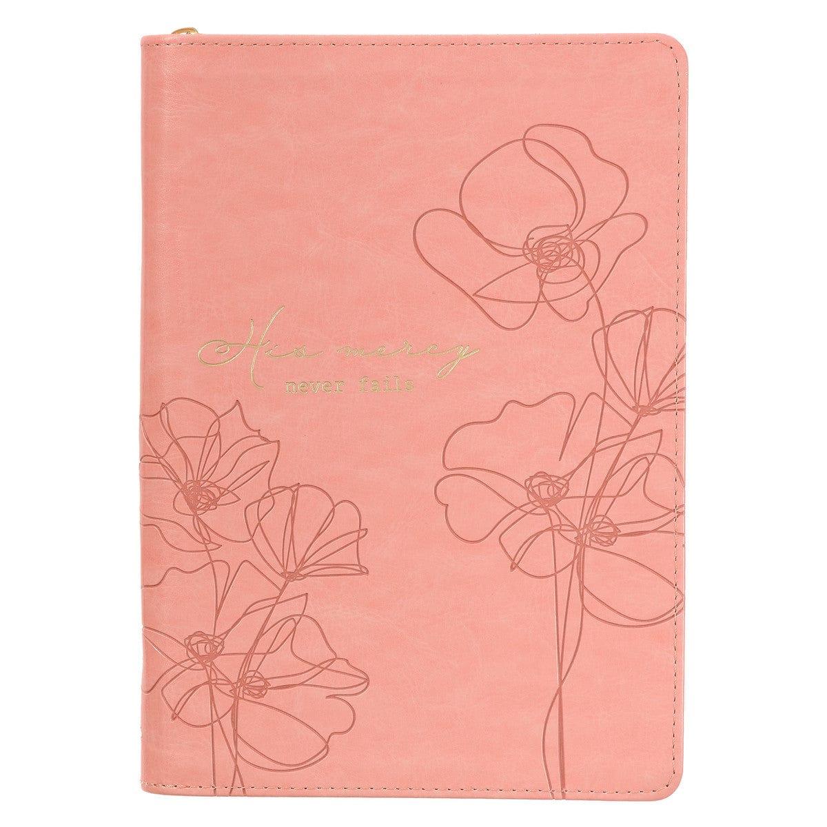 Mercy Blossom Pink Faux Leather Journal with Zipper Closure - Pura Vida Books