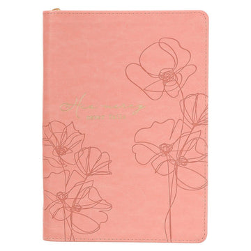 Mercy Blossom Pink Faux Leather Journal with Zipper Closure - Pura Vida Books