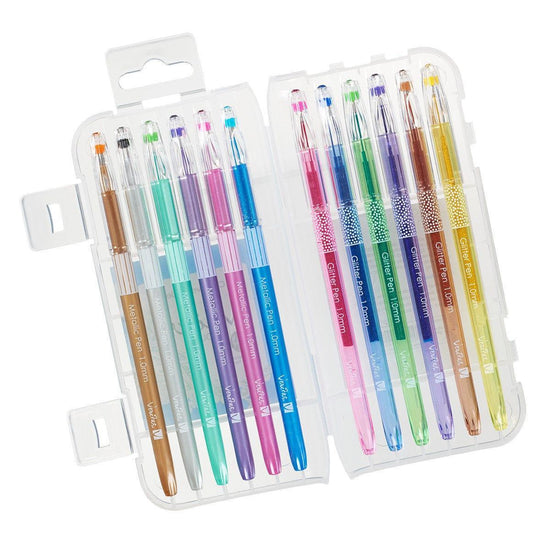 Metallic & Glitter Gel Pen Set - 12pc - Pura Vida Books