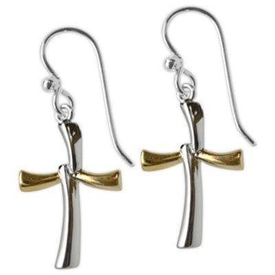 Modern Cross Earrings, Silver and Gold - Pura Vida Books