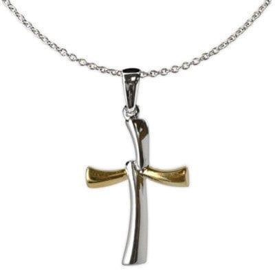 Modern Cross Necklace, Silver and Gold - Pura Vida Books