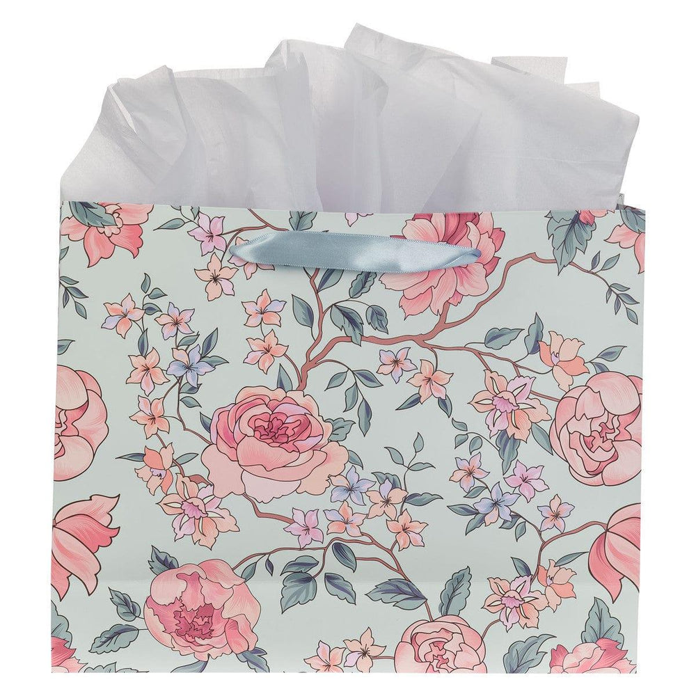 More Precious Than Rubies Pink Floral Large Landscape Bag with Card - Proverbs 5:13 - Pura Vida Books