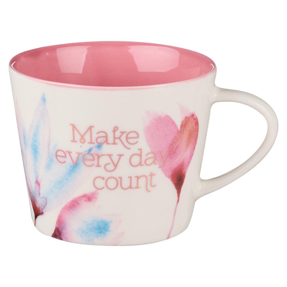 Mug-Pink Petals/Make Every Day Count - Pura Vida Books