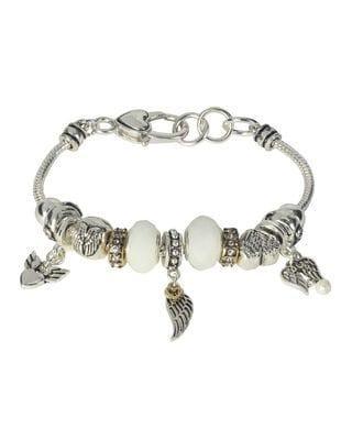 Multi-Beads Angel Silver Plate Bracelet - Pura Vida Books