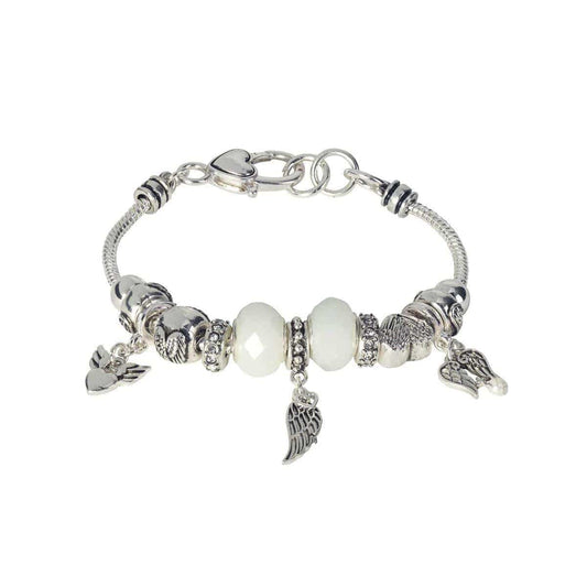 Multi-Beads Angel Silver Plated Bracelet - Pura Vida Books