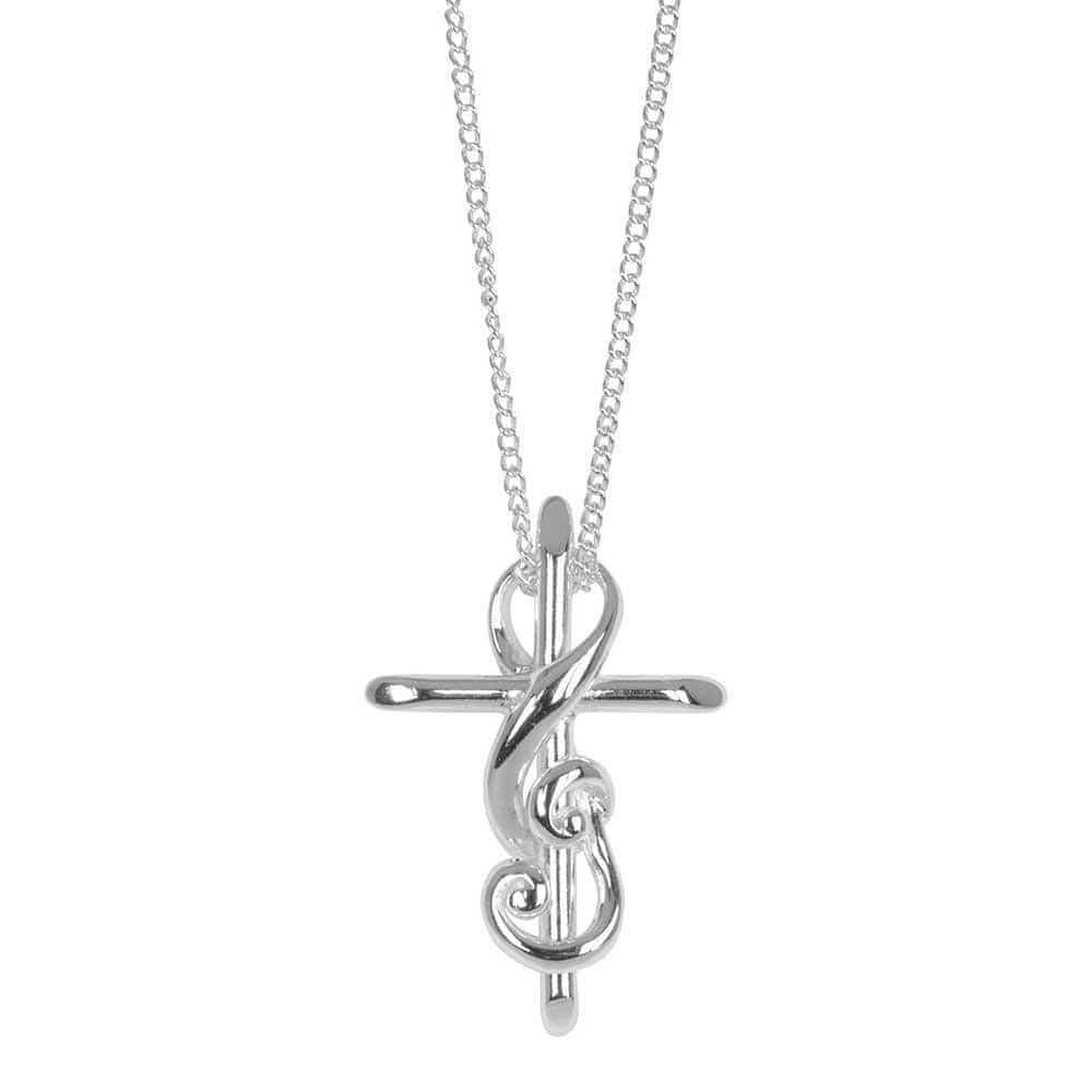 Musician's Prayer Cross Silver Plated 20" Chain - Pura Vida Books