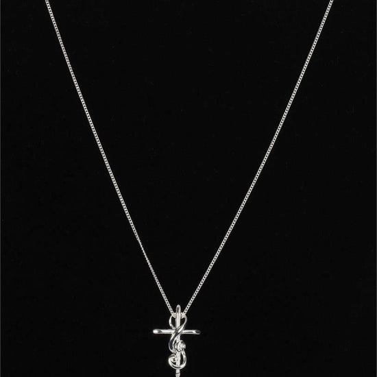 Musician's Prayer Cross Silver Plated 20" Chain - Pura Vida Books