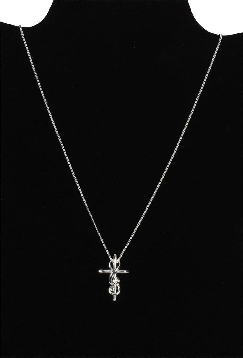 Musician's Prayer Cross Silver Plated 20" Chain - Pura Vida Books