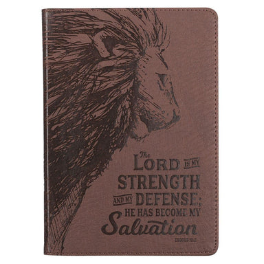 My Strength & My Defense Brown Faux Leather Classic Journal - Exodus 15:2 - Pura Vida Books