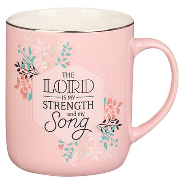 My Strength and My Song Pink Hexagon Ceramic Mug - Psalm 118:14 - Pura Vida Books