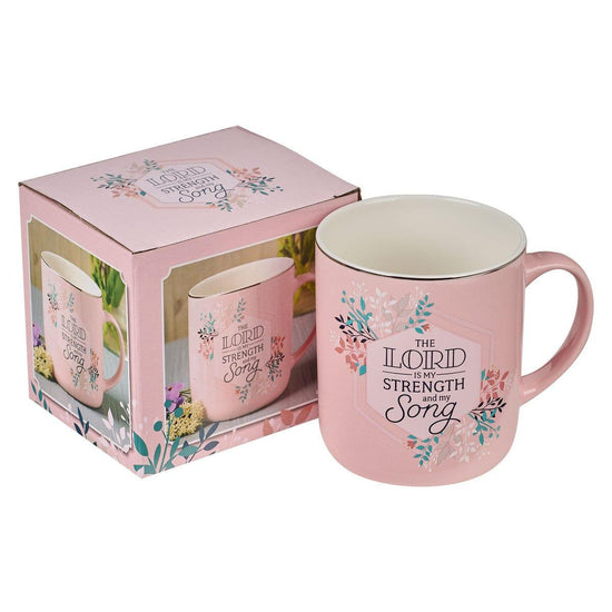 My Strength and My Song Pink Hexagon Ceramic Mug - Psalm 118:14 - Pura Vida Books