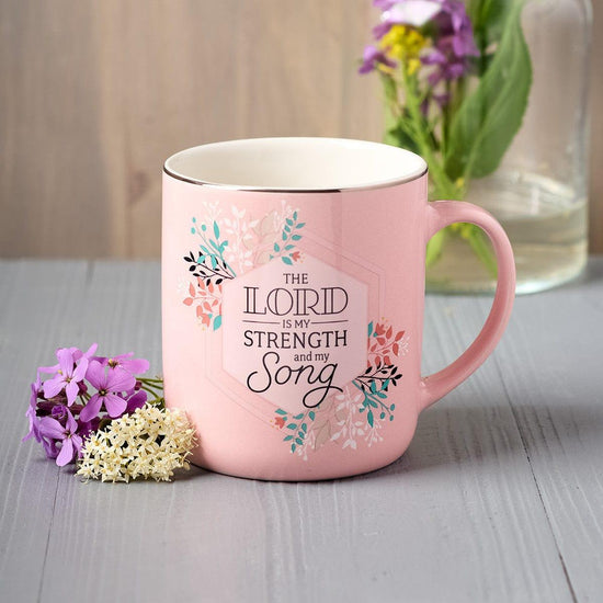 My Strength and My Song Pink Hexagon Ceramic Mug - Psalm 118:14 - Pura Vida Books