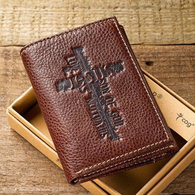 Names of Jesus Brown Trifold Genuine Leather Wallet - Pura Vida Books