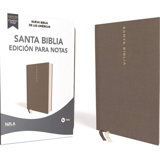 NBLA Santa Biblia Edición para Notas, Tapa Dura/Tela, Gris, Letra Roja - Pura Vida Books